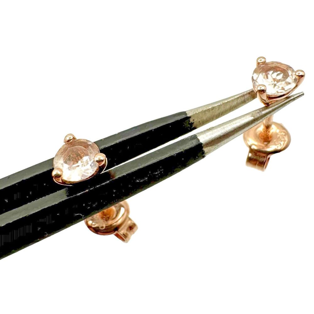 Stud Rose Gold Tone Sterling Silver 925 Earrings Pink Tone Rhinestone Women's
